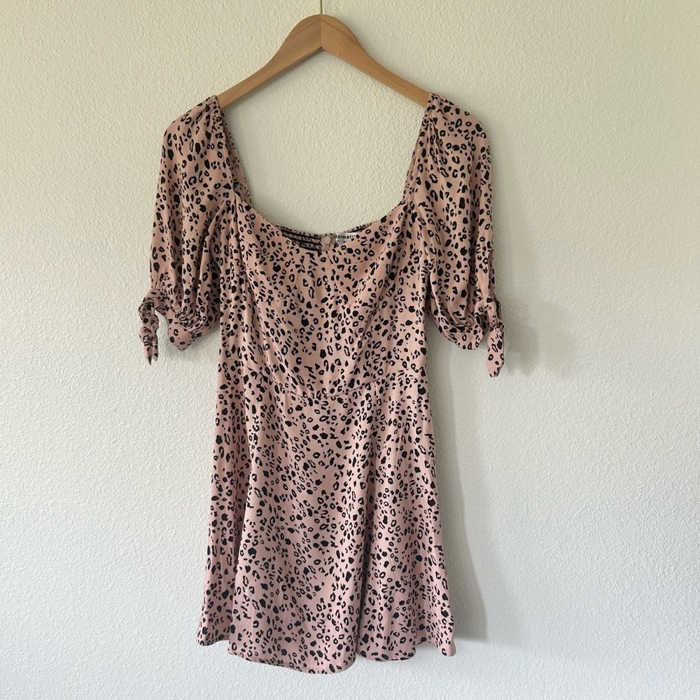 Reformation Quin Tie Sleeve Mini Dress in Pink Panther - Picture 3 of 6